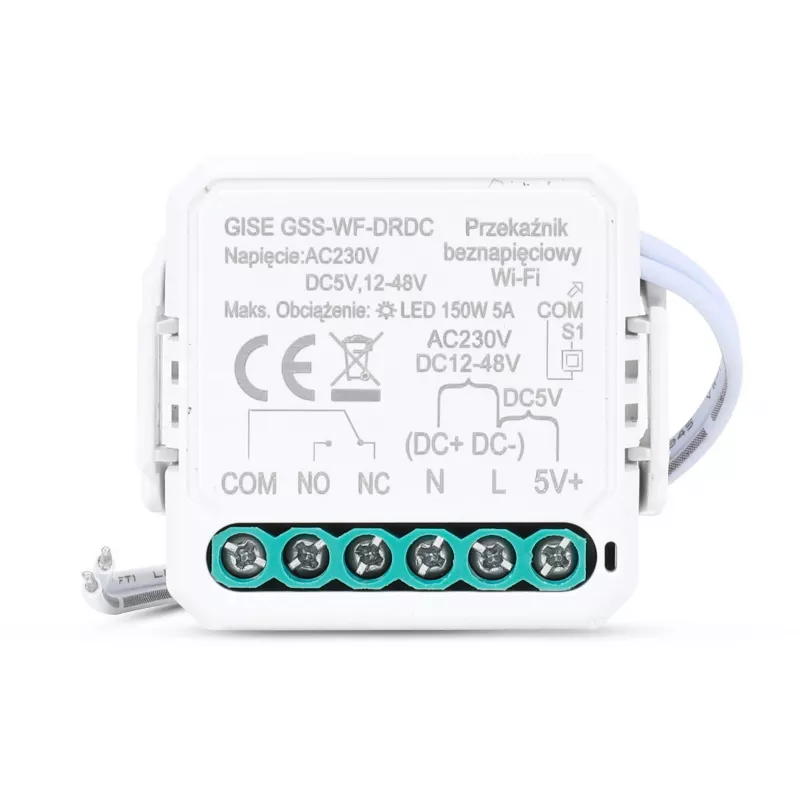 GISE módulo de relé Wi-Fi inteligente individual de baja tensión libre de potencial | Tuya | GSS-WF-DRDC