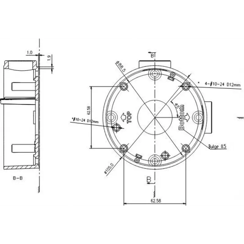 MITON MT-P1260 caja de derivación de superficie 120x60x50mm IP65 gris claro