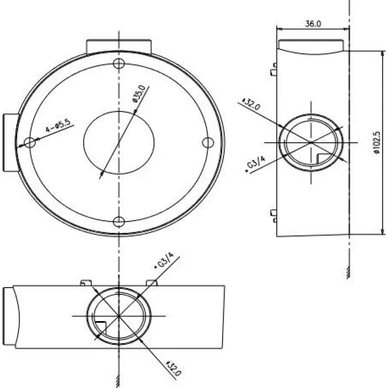 MITON MT-P1260 caja de derivación de superficie 120x60x50mm IP65 gris claro