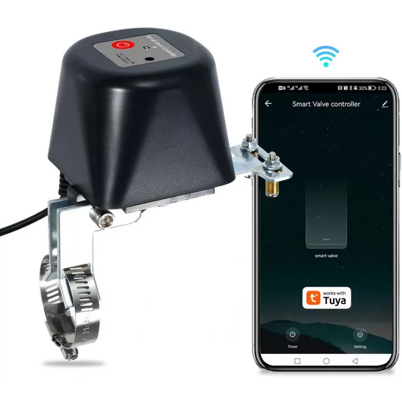 GISE GV-WF Control inteligente de válvula de agua/gas Wi-Fi, compatible con Tuya