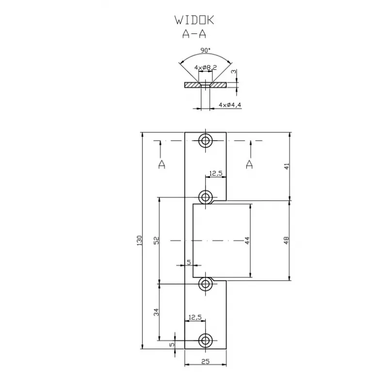 HARTTE OK-P2 Barra plana corta, S, 3mm, STC, abierta