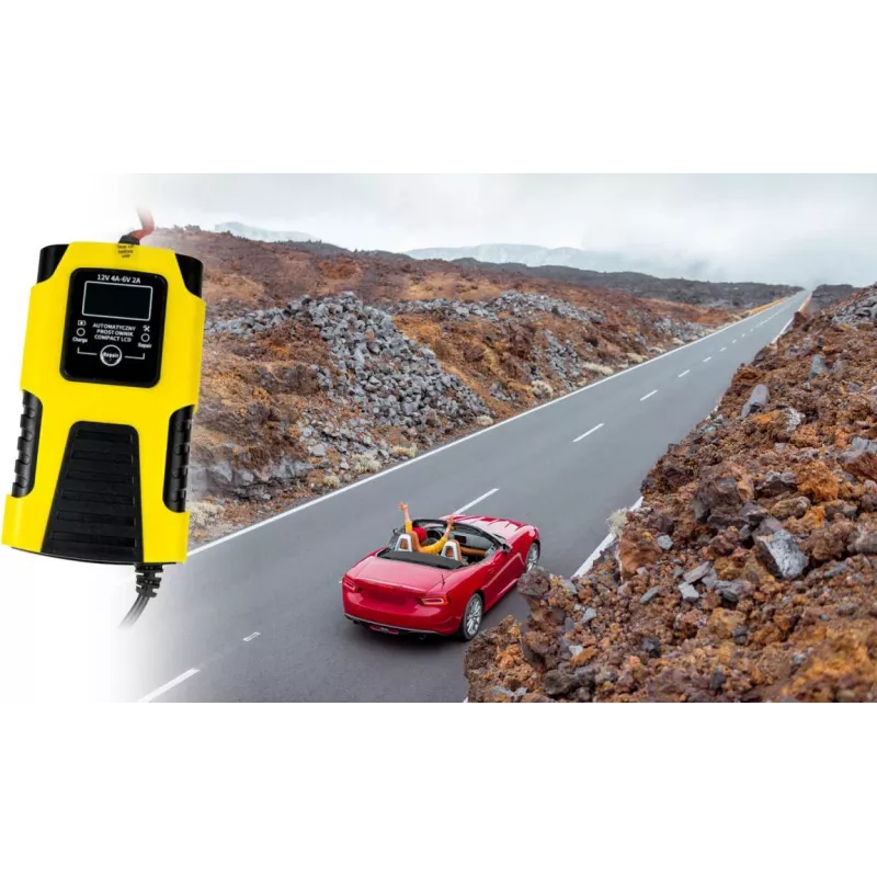 Volt Polska Cargador de batería automático 12V 4A / 6V 2A LCD