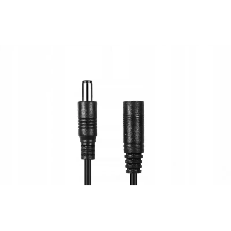 ESPE Cable de extensión de alimentación DC 5,0m 2x0,5mm² Trenzado conector macho DC a conector hembra DC 2,1x5,5mm negro