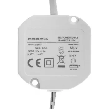 ESPE LP-1212-211 Fuente de alimentación 12V 1A 12W IP67 5.5/2.1mm