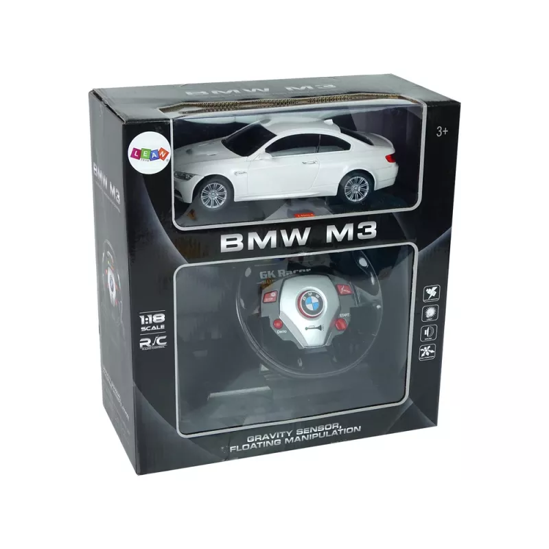LEAN TOYS BMW M3 teledirigido Blanco 2.4G Pilot con volante 1:18 Sonido Luces
