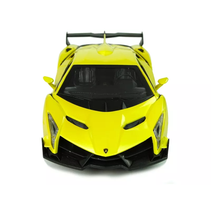LEAN TOYS Mando a distancia Lamborghini Veneno Amarillo 2,4 GHz Volante Coche RC con Sonido y Luz