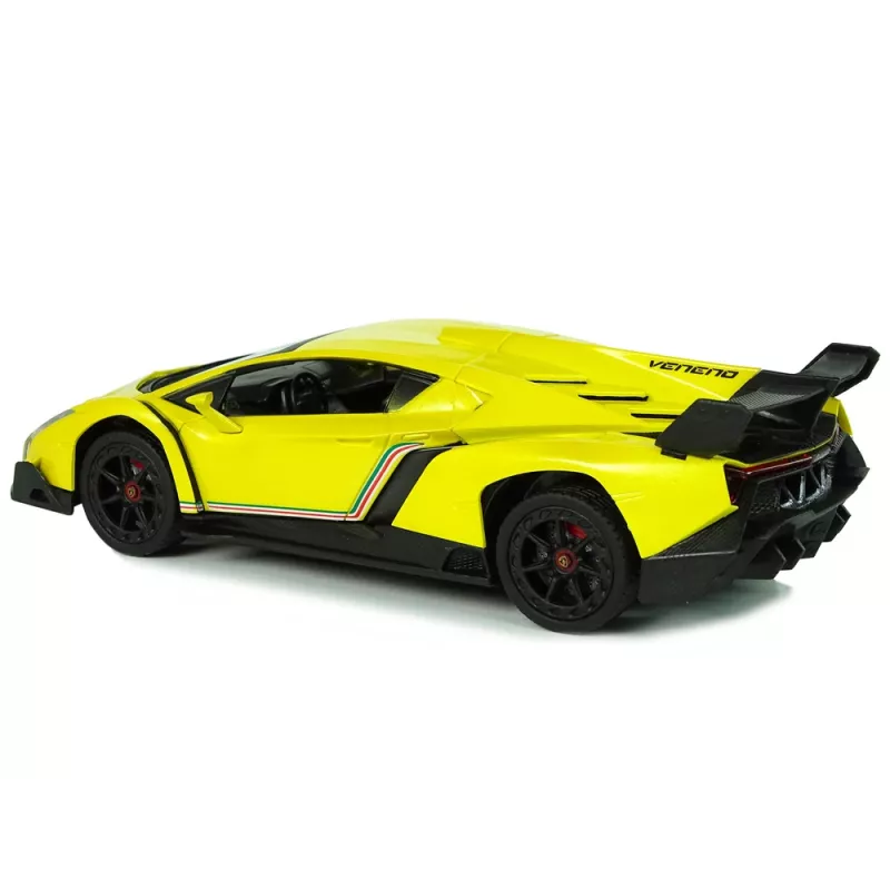 LEAN TOYS Mando a distancia Lamborghini Veneno Amarillo 2,4 GHz Volante Coche RC con Sonido y Luz