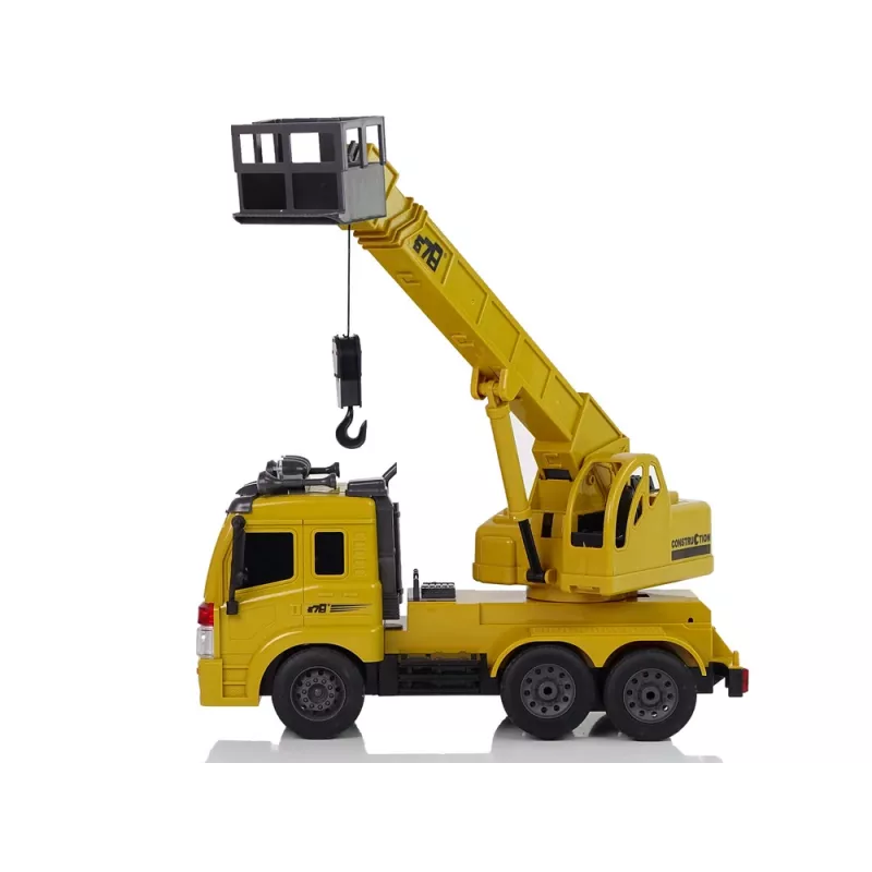 LEAN TOYS Camión grúa con mando a distancia 1:20 Lift Crane Pilot 2.4G Sonido Luces