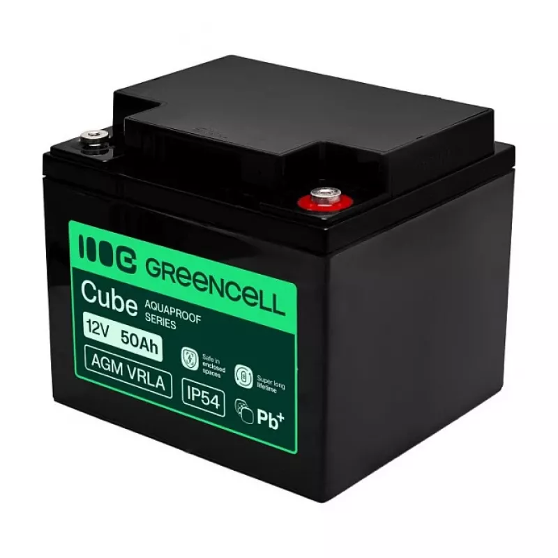 GREEN CELL AGM VRLA 12V 50Ah Batería sin mantenimiento para SAI, 197x166x170mm