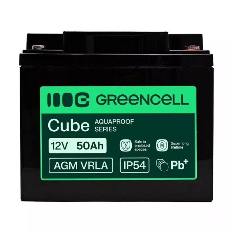 GREEN CELL AGM VRLA 12V 50Ah Batería sin mantenimiento para SAI, 197x166x170mm