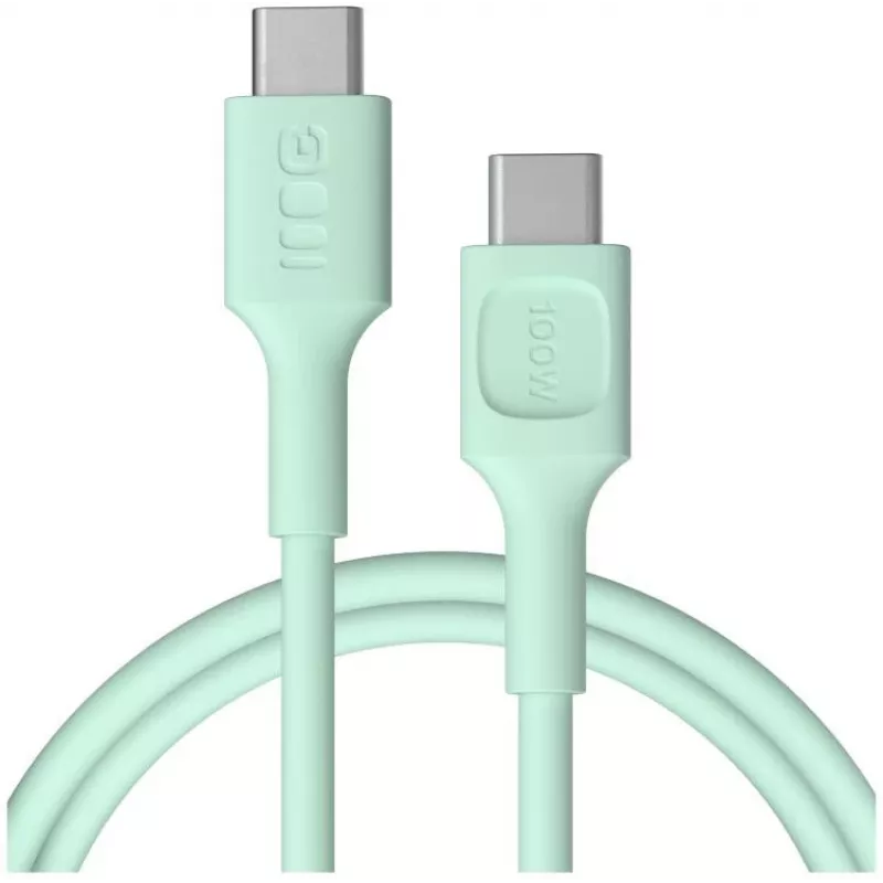 Green Cell PowerFlex Cable USB Type-C a USB Type-C de carga rápida 100W Verde menta 1,2m