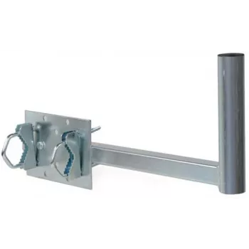 CORAB UBU-38/450-H Soporte universal de balcón para antenas de satélite, terrestres y LTE, diámetro de mástil 38 mm, saliente 450 mm, acero galvanizado en caliente, gris metalizado