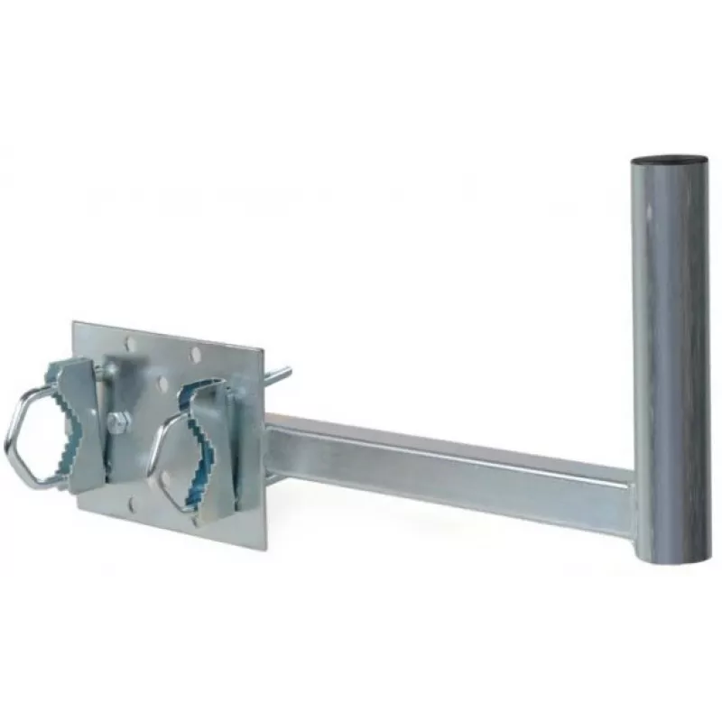 CORAB UBU-38/450-H Soporte universal de balcón para antenas de satélite, terrestres y LTE, diámetro de mástil 38 mm, saliente 450 mm, acero galvanizado en caliente, gris metalizado
