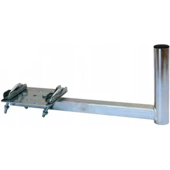 CORAB UBU-38/450-H Soporte universal de balcón para antenas de satélite, terrestres y LTE, diámetro de mástil 38 mm, saliente 450 mm, acero galvanizado en caliente, gris metalizado