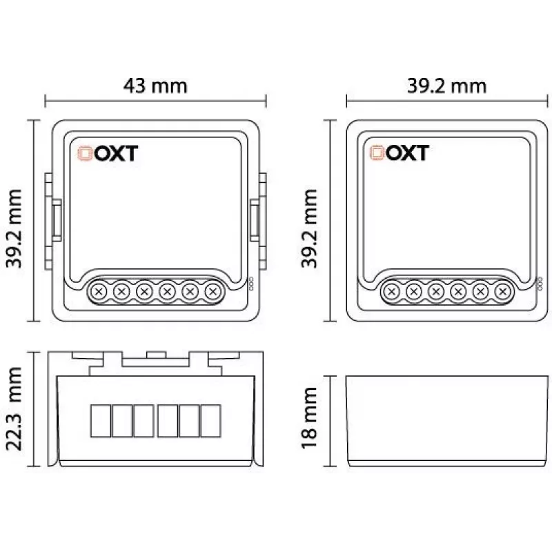 OXT T228 Controlador de persiana WiFi mini 2 canales Tuya Smart
