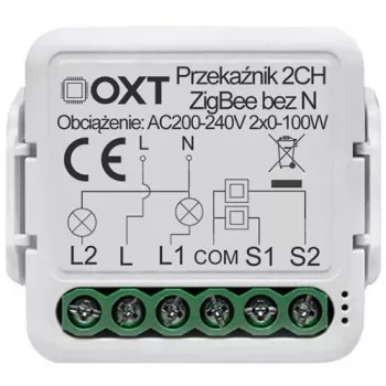 OXT Módulo relé mini 2 canales sin neutro ZigBee TUYA T272