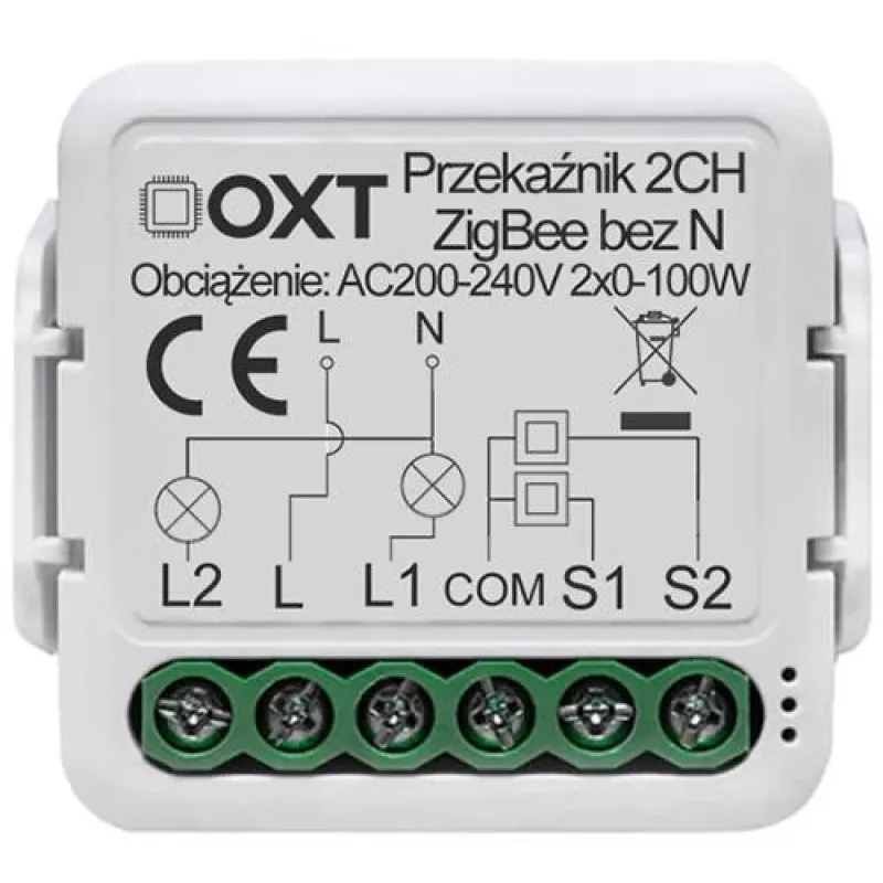 OXT Módulo relé mini 2 canales sin neutro ZigBee TUYA T272