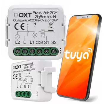 OXT Módulo relé mini 2 canales sin neutro ZigBee TUYA T272