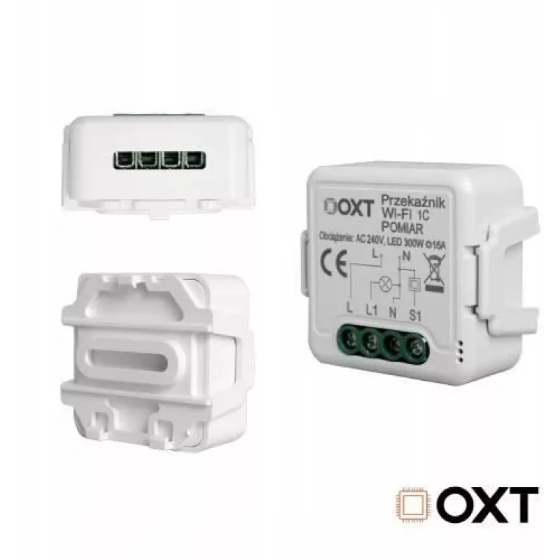 OXT T220P módulo de relé Wi-Fi, 1 circuito, 16 A, medición de energía, Tuya