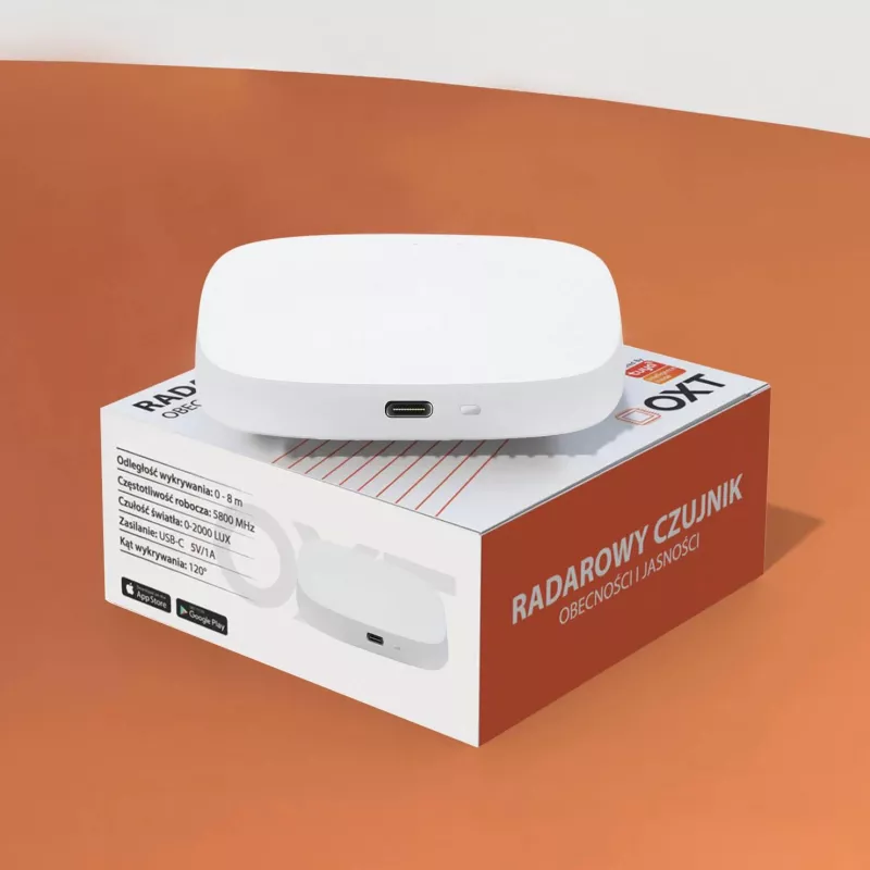 OXT T165 Sensor de presencia y luminosidad radar de ondas milimétricas USB ZigBee Tuya