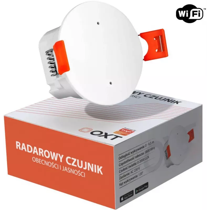 OXT T150 Sensor de presencia y luminosidad radar mmWave 230V WiFi Tuya Smart Life