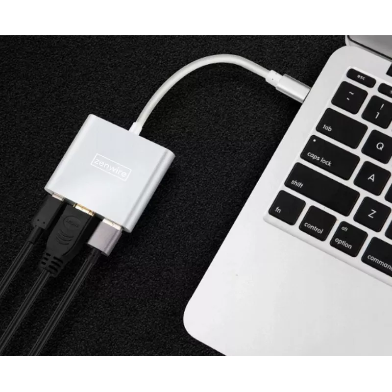 ZENWIRE BYL-2008N Adaptador hub MHL 3 en 1 USB-C a HDMI 4K, Space Gray
