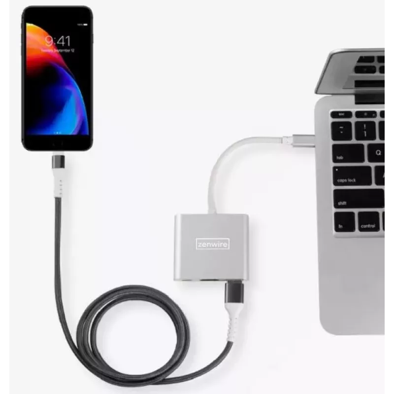 ZENWIRE BYL-2008N Adaptador hub MHL 3 en 1 USB-C a HDMI 4K, Space Gray