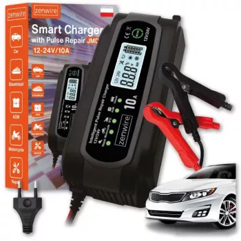 ZENWIRE JMD-10 Cargador de batería de coche inteligente 12V 24V 10A con función de reparación
