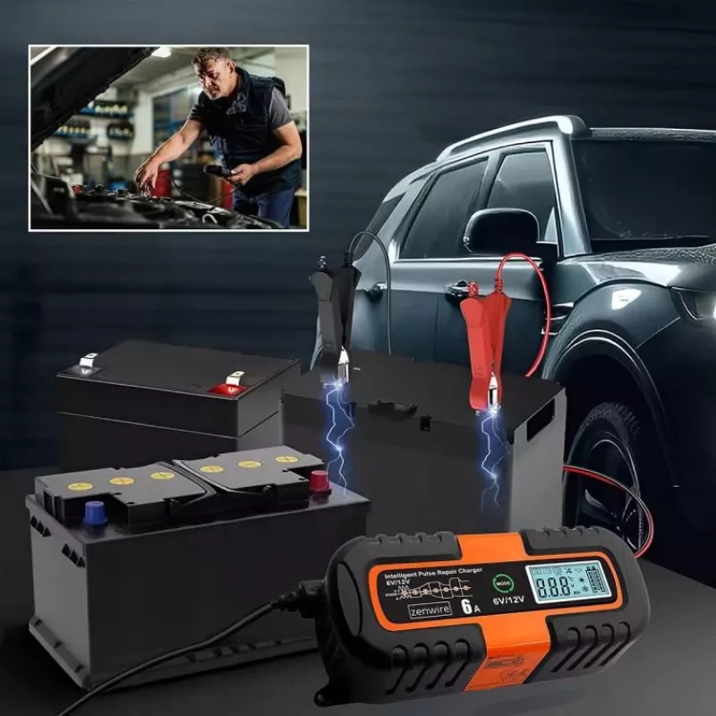 ZENWIRE JMD-6S Cargador de batería inteligente 6V/12V 6A con función de reparación para baterías AGM GEL de plomo-ácido
