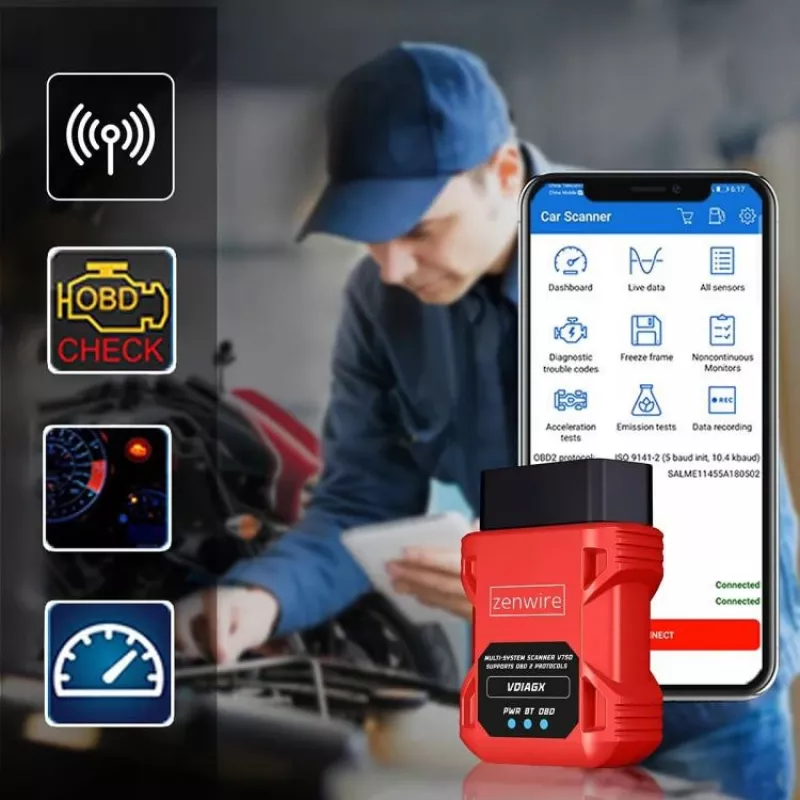 Escáner de diagnóstico OBD2 ELM327 VDiagX V016 Interfaz Bluetooth Tester