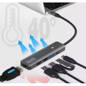 ZENWIRE BS-HC703 Hub adaptador USB-C 7 en 1 con HDMI 4K, USB 3.0, SD, PD