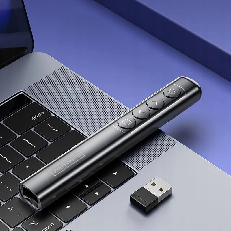 ZENWIRE S9 Puntero láser USB para presentaciones, 2,4 GHz, láser rojo, negro