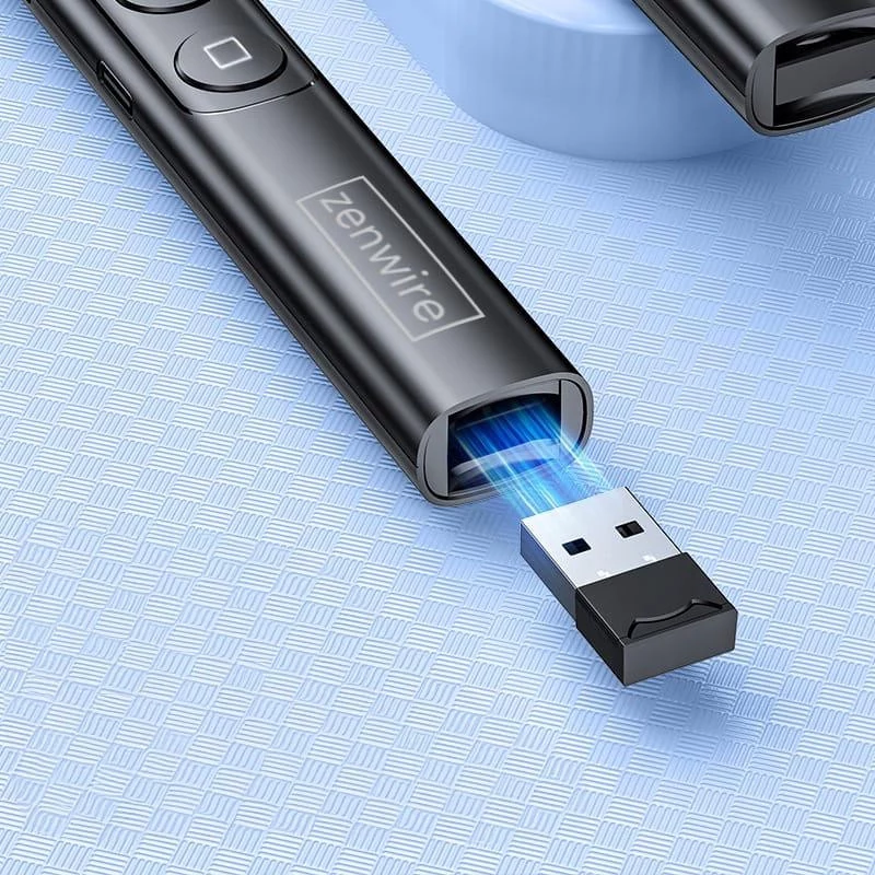 ZENWIRE S9 Puntero láser USB para presentaciones, 2,4 GHz, láser rojo, negro