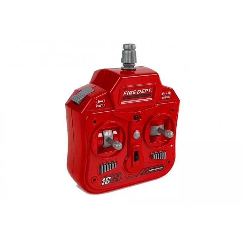 LEAN TOYS Camión de bomberos con escalera extensible giratoria, R/C, sonido, luz, sirena