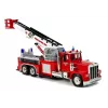 LEAN TOYS Camión de bomberos con escalera extensible giratoria, R/C, sonido, luz, sirena