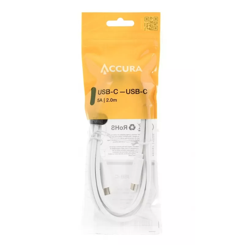 Accura Cable USB-C a USB-C 2,0 m 100 W Blanco