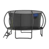 MERACH MR-2429B2 Trampolín, 3,6 m (12 ft) con red de seguridad y escalera, negro/azul