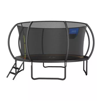 MERACH MR-2429B2 Trampolín, 3,6 m (12 ft) con red de seguridad y escalera, negro/azul