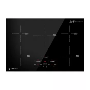AMZCHEF CE-FS-I95S-GFFDD0 Placa de inducción 5 zonas 9500W para empotrar negra