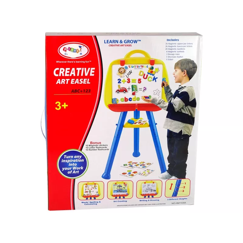 LEAN TOYS Pizarra blanca magnética con soporte 1200x900mm de doble cara giratoria 360°