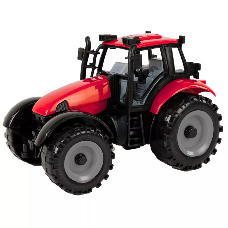 LEAN TOYS Pequeño Tractor con Capó Abatible, Rojo, 13 cm