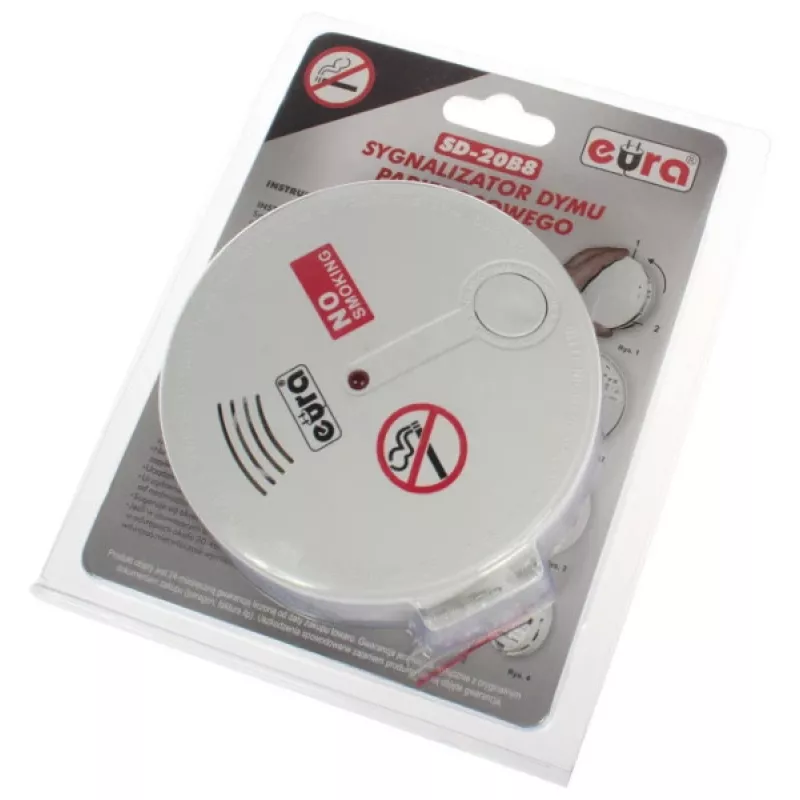 EURA SD-20B8 Detector de Humo Fotoeléctrico, Blanco, Pila 9V