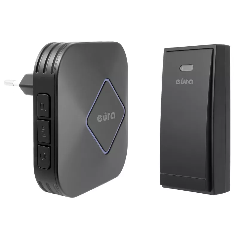 EURA WDP-83H2 JAZZ Set de Timbre Inalámbrico, Emisor sin Batería, Negro