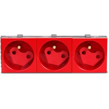 JAVEL Toma triple Schuko con protección infantil, 3 módulos, blanca, empotrable