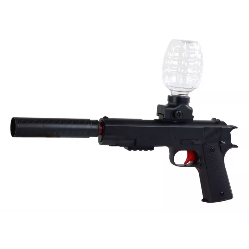LEAN TOYS Pistola eléctrica de agua con flechas y gafas de protección, negra