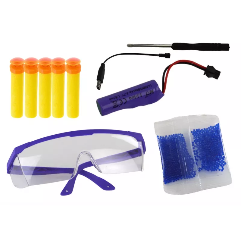 LEAN TOYS Pistola eléctrica de agua con flechas y gafas de protección, negra