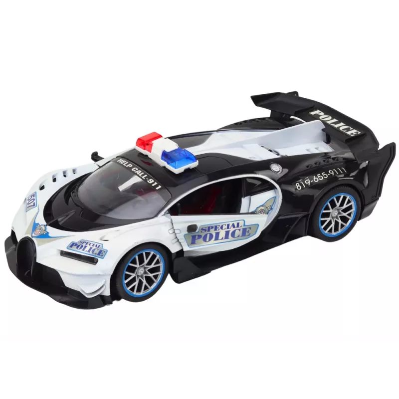 LEAN TOYS Coche de policía RC radiocontrol escala 1:12, blanco