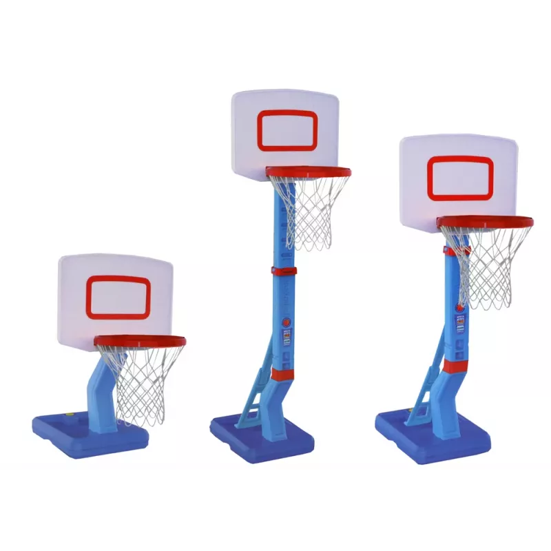LEAN TOYS Canasta de baloncesto con balón ajustable y bomba 138cm azul