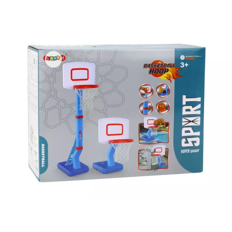 LEAN TOYS Canasta de baloncesto con balón ajustable y bomba 138cm azul