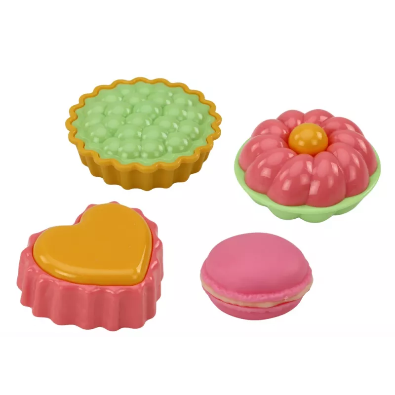 LEAN TOYS Juego de té en maletín - vajilla de estaño de 15 piezas con tazas, platos, soporte para pasteles y bandeja de servir - rosa, azul, estampado floral blanco - juguete de rol portátil para niños a partir de 3 años